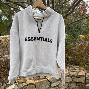 Essentials Half Zip High Collar Loose Hoodie